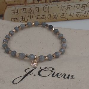 J. Crew Gray and Gold Stretch Bracelet with Charm